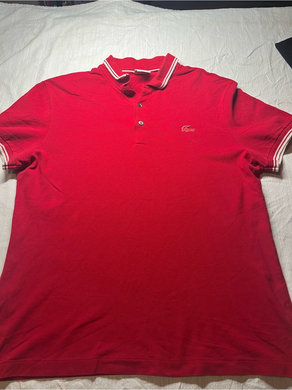 Lacoste Red Polo with Contrast Tipping